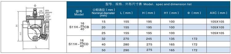 CS11H Threaded Free Float Steam Trap dimension